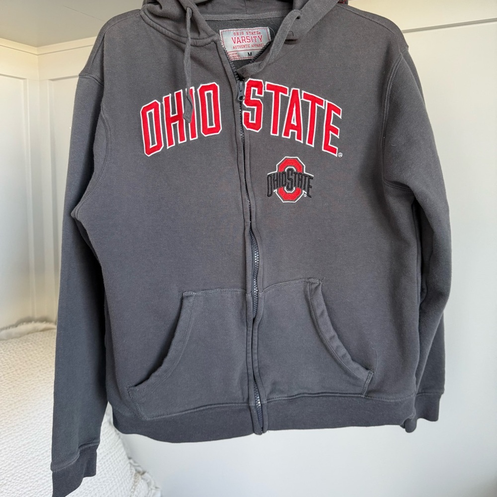 Ohio State Gray Zip-Up Hoodie Size Medium